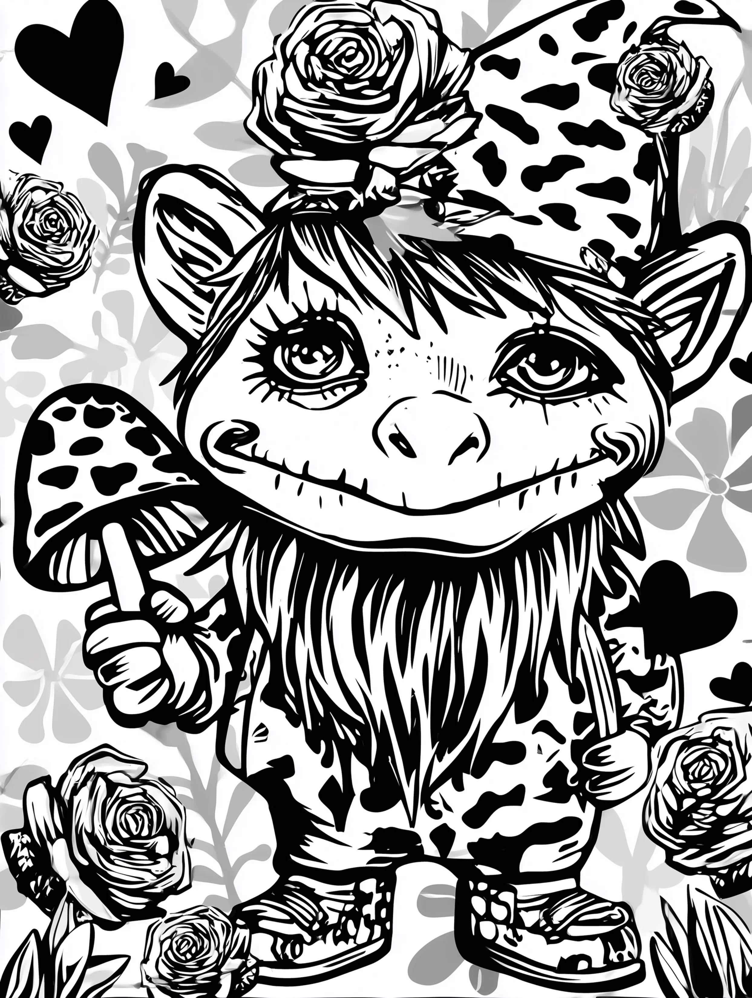 Free printable gnome coloring page for adults featuring a gnome holding a mushroom